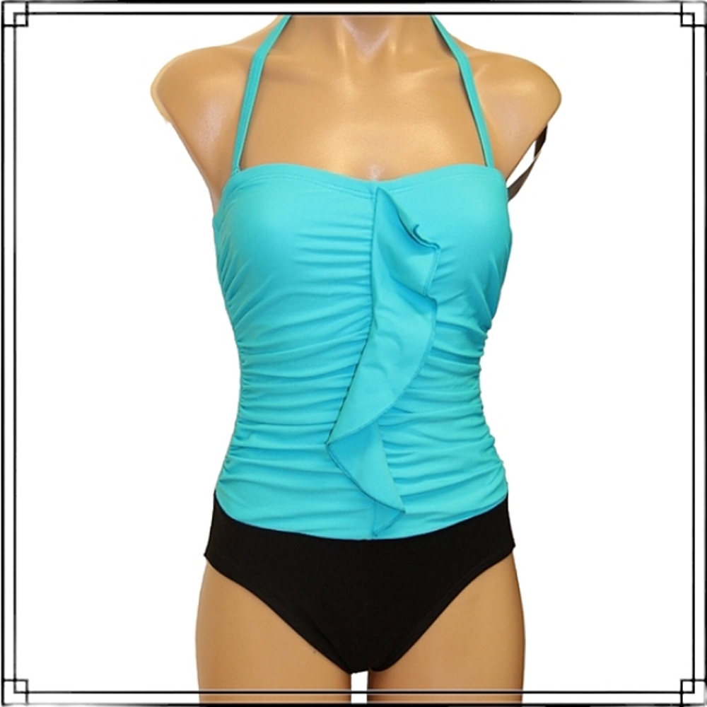 Tropical Honey Vibrant Ruffled One-Piece Bathing Suit Size 8